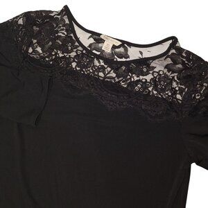 Cato Black Lace Top XS Women's Semi Sheer Blouse